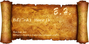 Bánki Henrik névjegykártya